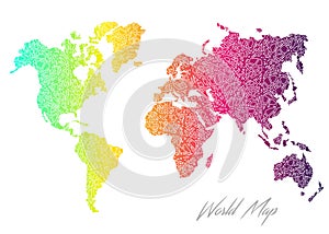 Multi-colored world map on a white background.